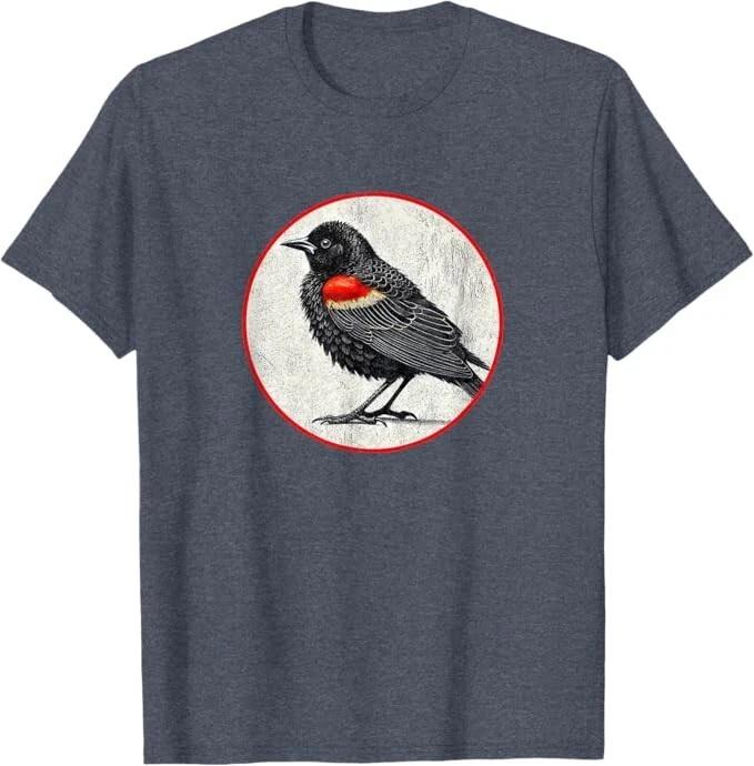 Red-Winged Blackbird T-Shirt Retro Bird Tee Design *NEW 10* Colors by Bird.Fan S