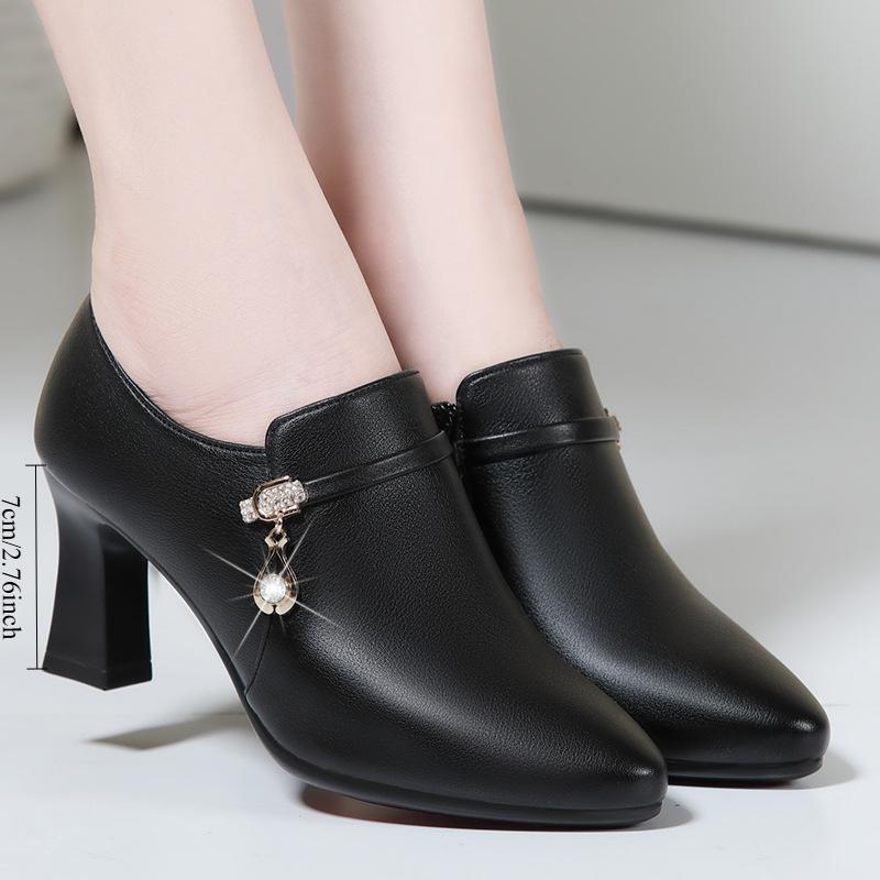 Modne i Wygodne Damskie Buty, Buty Jednonożne z Głęboko Wyciętym Dekoltem, Damskie Buty ze Szpiczastym Noskiem, Buty Wszechstronne z Bocznym Zamkiem