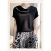 Fashion Women Satin Thin Temperament Collar Tops Short Sleeve Stacked Spring Summer New Versatile T-shirt Foreign Style