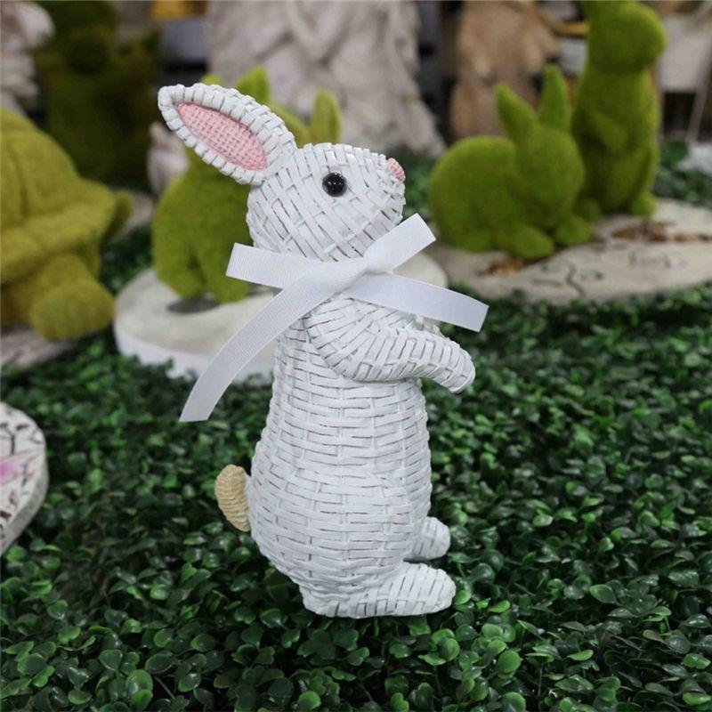 M-Modern-Simulation Bunny Figurine Festival Art Craft Ornament Easter Tabletop Decoration, Easy To Use White-B