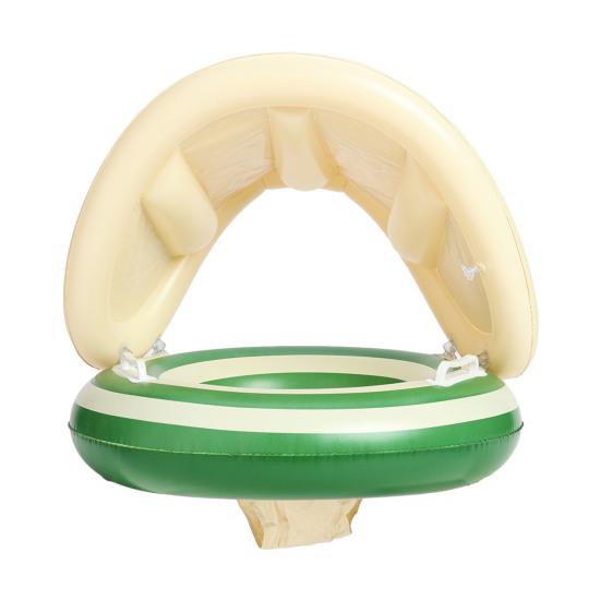 Baby Swim Ring with Canopy Inflatable Striped Pool Float for Toddler