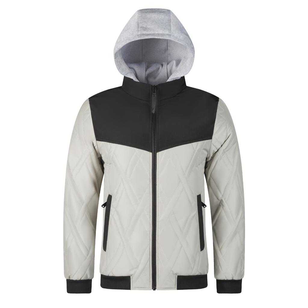 Autumn and Winter New Cotton Clothing Splicing Design Hooded Versatile Outer Wear Casual Sports Simple Warm Jacket Men's Clothing