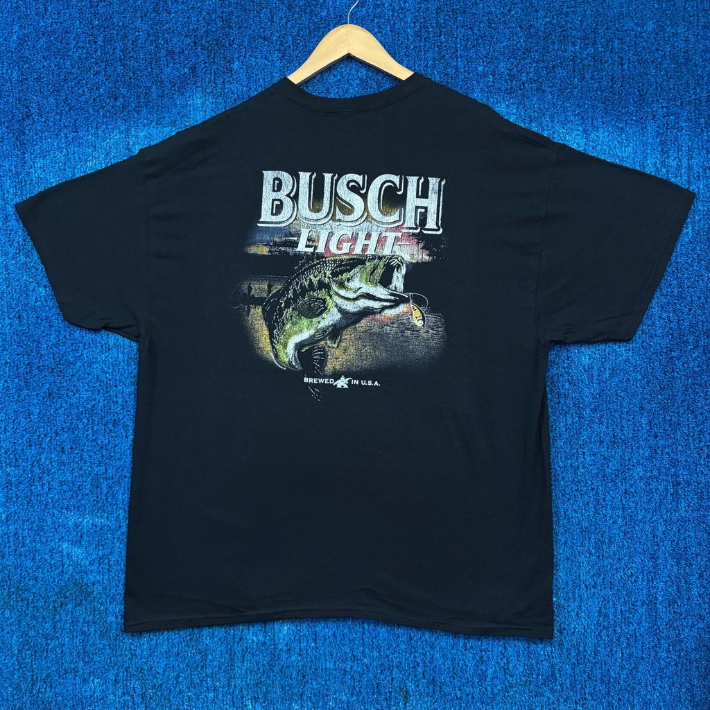 Busch Light Brewed in the USA Big Mouth Bass Fishing Tee 2XL Unisex T-Shirt