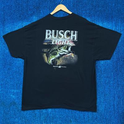 Busch Light Brewed In the USA Big Mouth Bass Fishing Tee 2XL Unisex T-Shirt