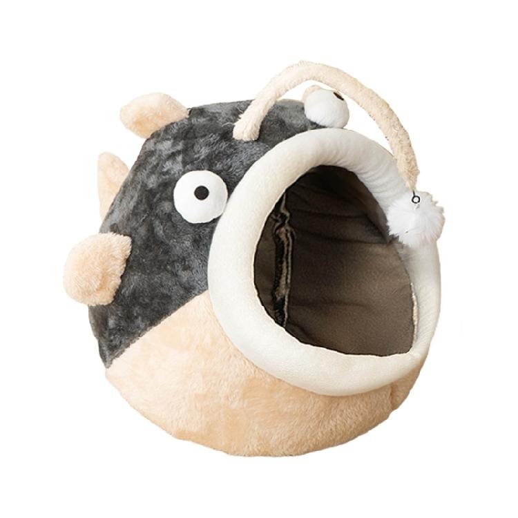 Pet Bed House Semi-closed Cave Tent for Small Animals Removable Cushion Pad