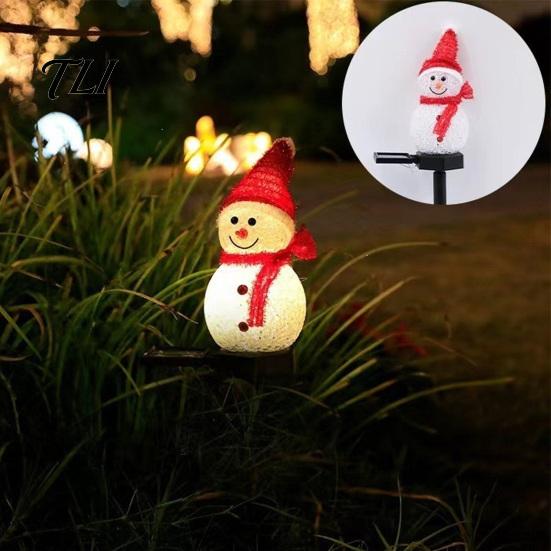 Durable Lawn Stakes for Winter 2Pcs Solar Snowman Garden Lights, Christmas Pathway Waterproof Festive Stake Lights LED Lamps with Yard