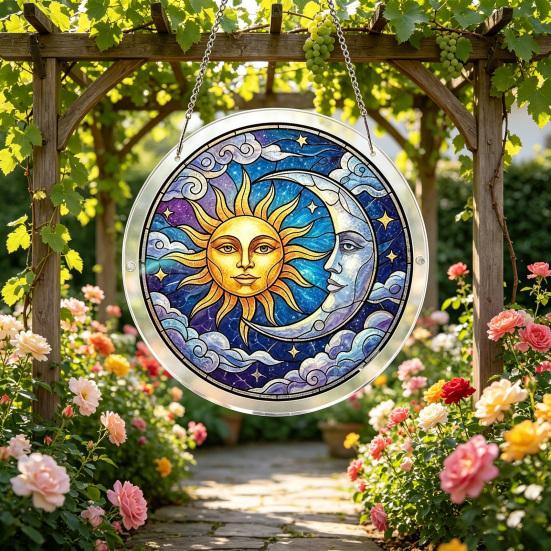 Acrylic Puzzle Suncatcher Stained Glass Effect Window Hanging Ornament DIY Art Puzzle Sun Catcher Kit for Home Garden Decor