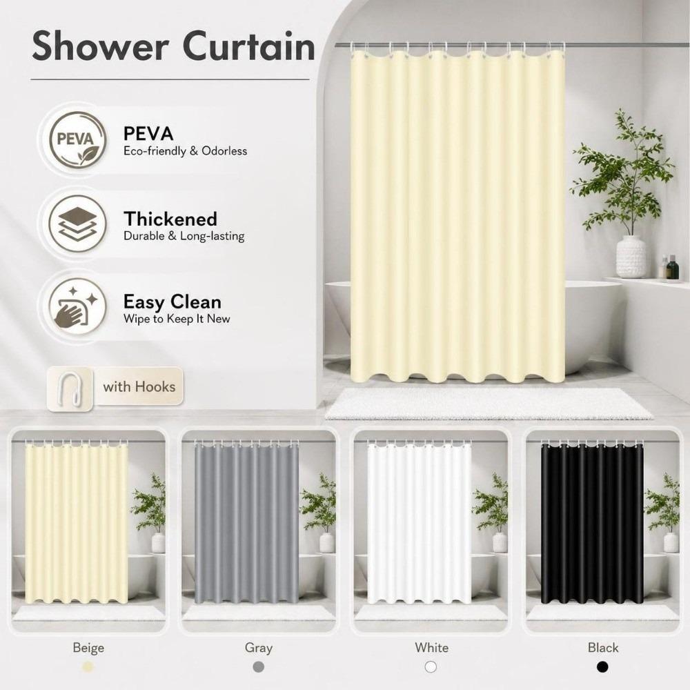White Shower Curtain Solid Color Bath Curtain Lightweight Bathroom Curtain  Bathtub