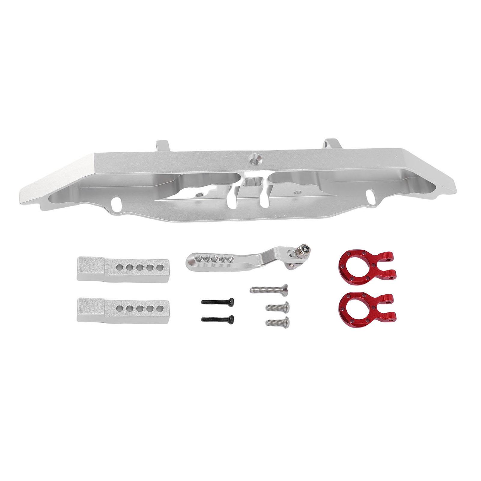 

RC Rear Bumper with Trailer Hitch Silver Aluminum Alloy RC Crawler Car Rear Bumper for Replacement