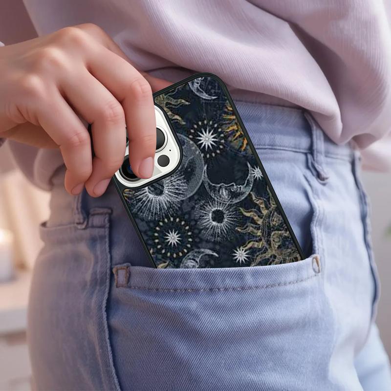 Vintage Maan en Zon Sterren Telefoonhoesje Voor iPhone 17 Air 15 16e 14 13 Pro Max Coque 12 11 Pro Max PLUS hoes