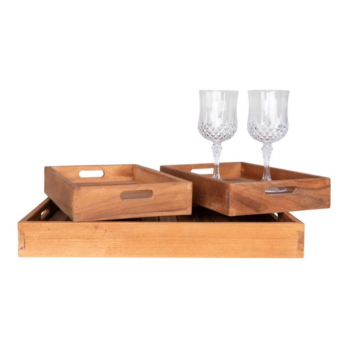 Set of 3 House Nordic Faro Teak Trays