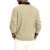Men's V-neck Long-sleeved Ribbed Knit Pullover