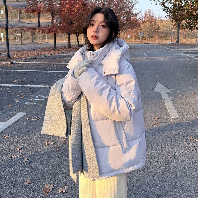 Winter Short Down Jacket Women Loose Fit Thickened Warm Puffer Coat Casual Parka