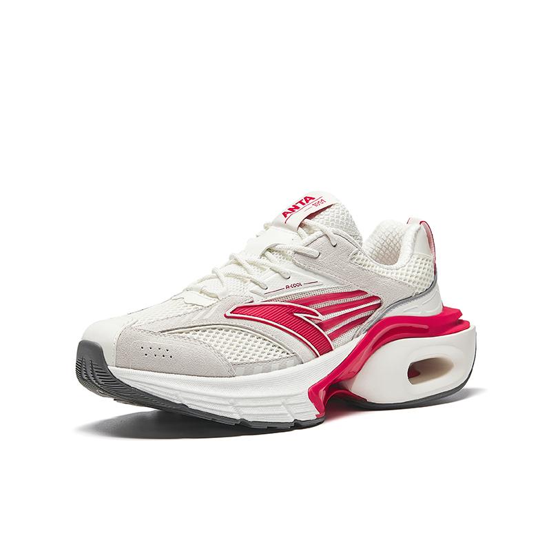 Anta AT958 Retro Sports Shock Absorbing Height Increasing Low Top Nitrogen Technology Running Shoes Men Sneaker White Red 912425503-2