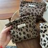 High Quality Retro Storage Bag Leopard Pattern Multi-Functional Zipper Bag Corduroy Washing Storage Bag Travel