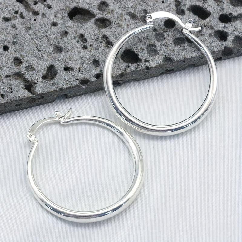 Minimalist Style Hoop Earrings with Silvery and Golden Color Perfect Ear Jewelry for Women Daily Casual Decor