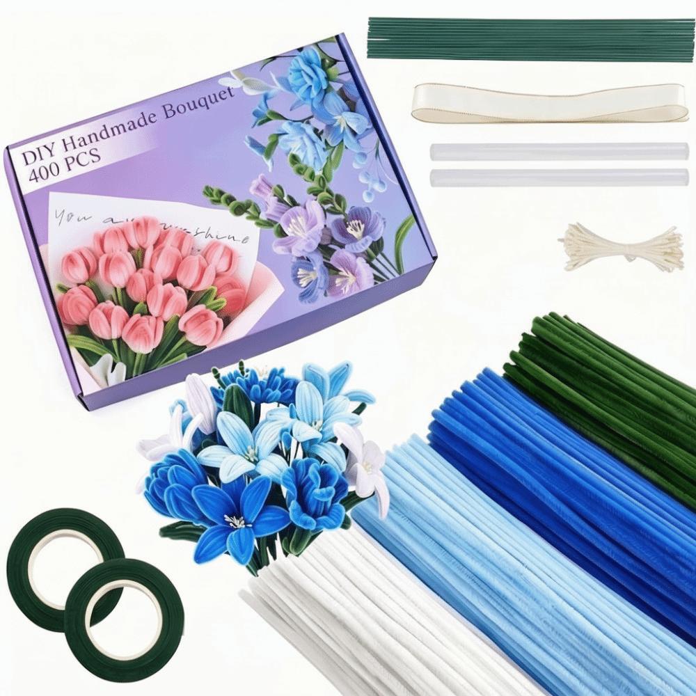 

400 Pieces Creative 12 Inch Pipe Cleaners DIY Crafts Art Chenille Stems Flower Making Material Multi-Color Flowers Craft Kit