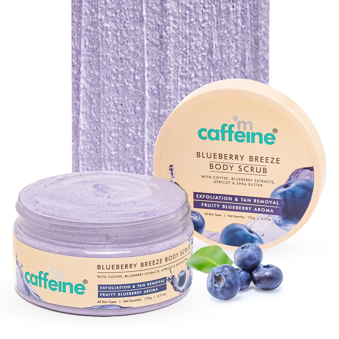 Mcaffeine Blueberry Breeze Body Scrub for Glowing Skin With Coffee, Apricot & Shea Butter | Removes Tan, Nourishes, Moisturizes | Exfoliating Scrub |