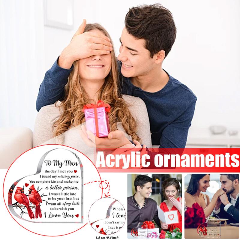 Heart Shape Acrylic Plaque Valentine's Day Gift Love Quote Keepsake for Wife Husband Couples Romantic Home Ornament