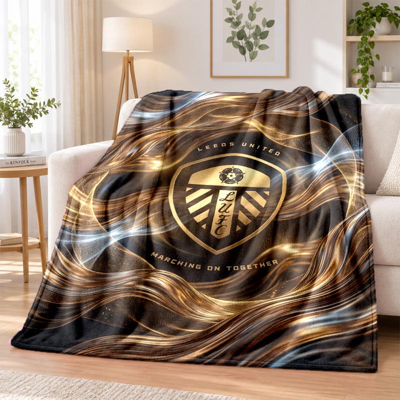 Leeds United Football Printed Flannel Blanket Warm Comfort Bed Throw For Indoor Home Decoration
