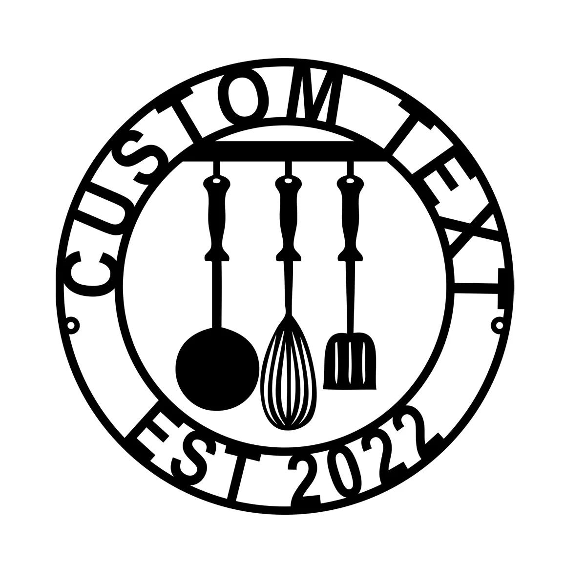 Metal Kitchen Wall Art Cutlery Sign, Personalized Name Farmhouse Decor, Custom Metal Art for Kitchen