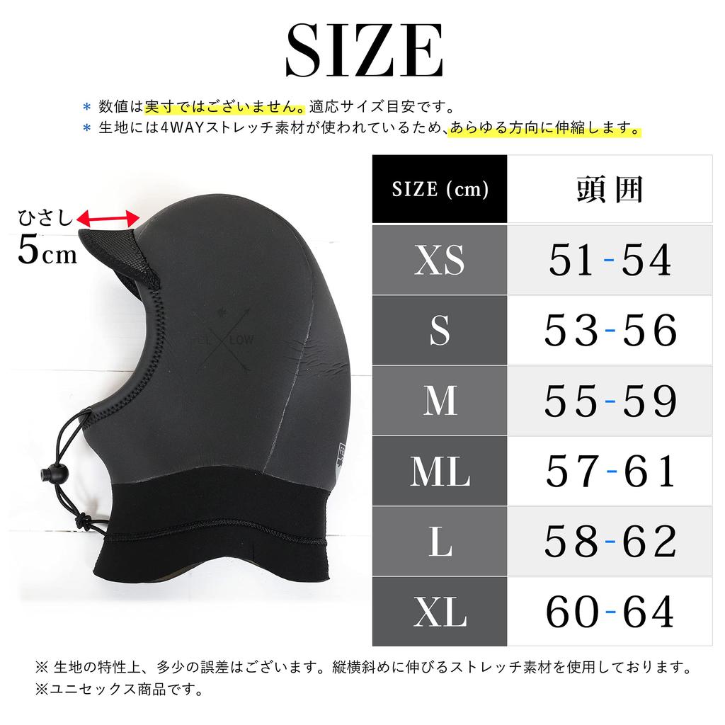 FELLOW Surf Cold Weather Wet Fleece Quick For Cold ML Size Cap, Specification, Cap, 3.5mm, Cap, Surfing, Wetsuit, SUP, Warm, Lining, Drying,