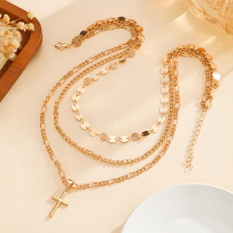 

Bohemian White Imitation Pearl Handmade Beads Necklace for Women Simple Metal Cross Charm Clavicle Chain Wedding Bride Zircon золотий