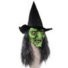 Hexen-Gesichtsmaske mit Haaren und Hut Latex Alte Hexe Gesichtsmaske Halloween-Party Gruselige Hexe Kostüm Verkleidungs-Requisiten