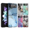 Marble Art Painting Luxury Phone Case For Samsung Galaxy Z Flip 3 4 5 Fold Black Hard Shell For Samsung Z Flip3 5G Fashion Cover