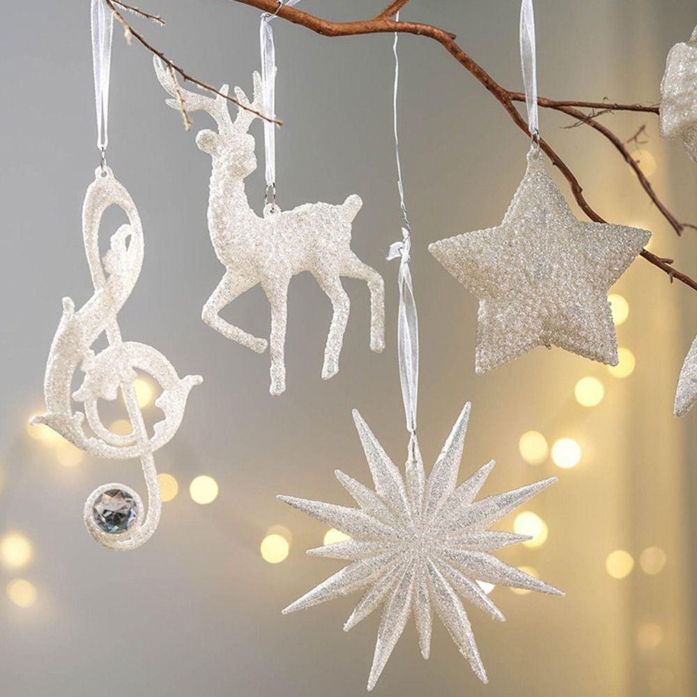 Plastic Christmas Crystal Pendants Snowflake DIY Christmas Tree Ornaments Indoor Outdoor Wall Pendant Crystal Hanging Xmas Tree