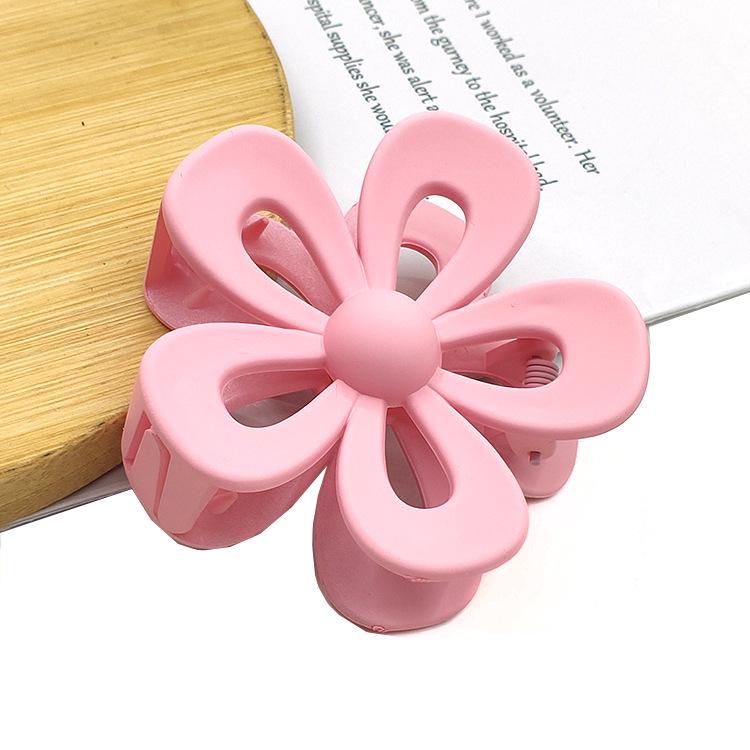 Matte Flower Hair Claw: Five-Petal Clip for Updo & Ponytail