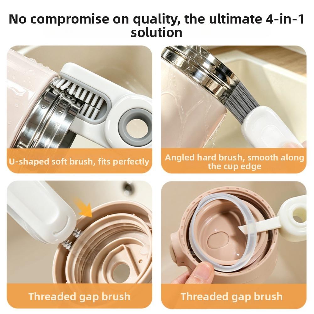 Multifunctional Bottle Brush 4-in-1 Crevice Cleaning Brush New Cup Lid Brush for Thermos Cup