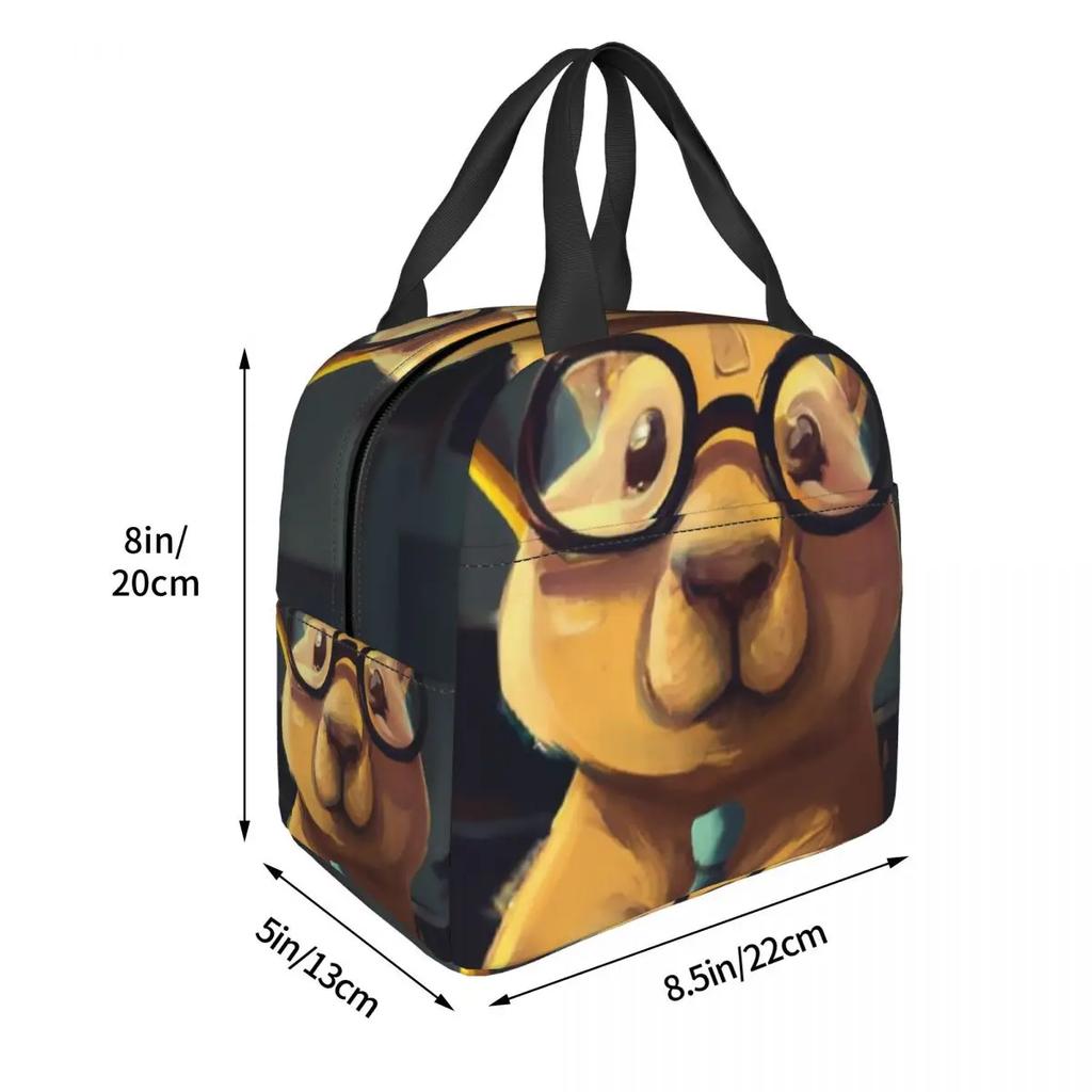 Tecknad Capybara Isolerad Lunchväska för Kvinnor Återanvändbar Djur Husdjur Termisk Kylväska Lunchlåda Strand Camping Resor