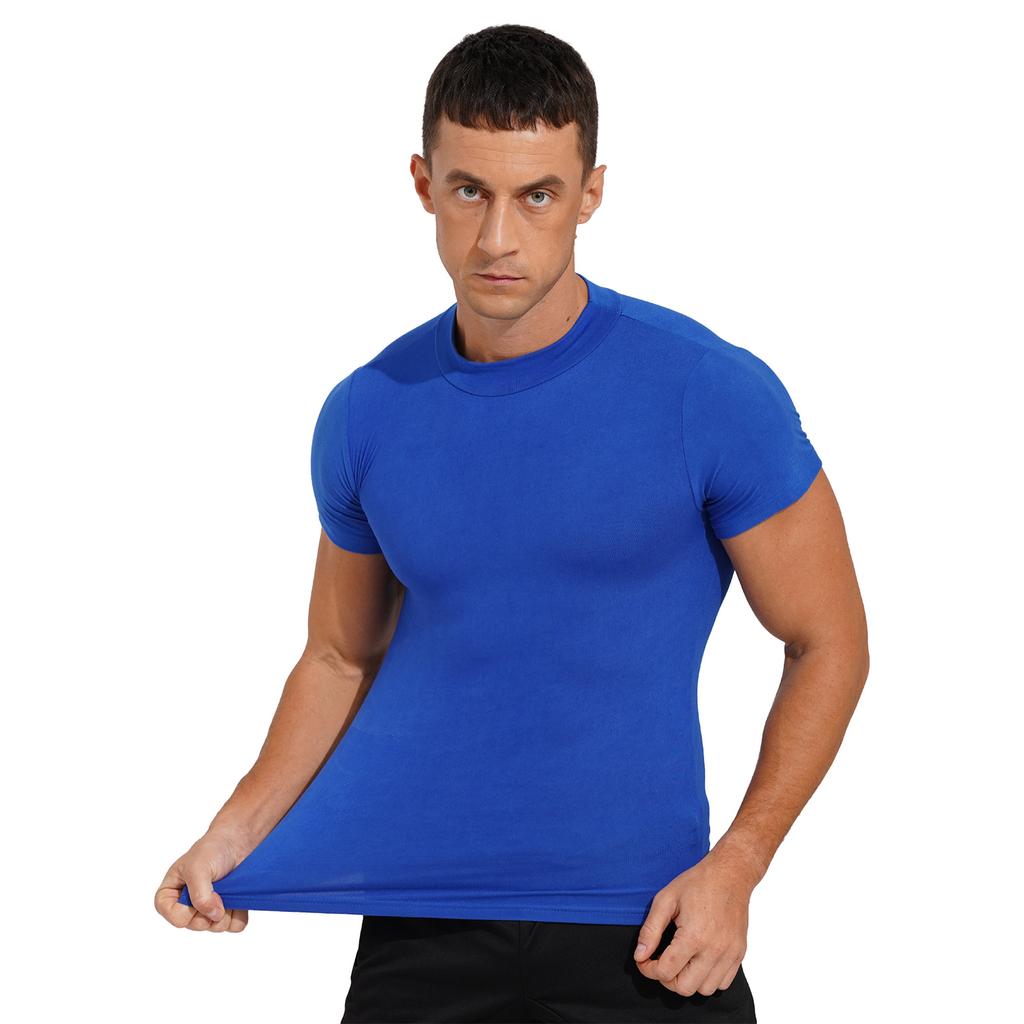Mens Mock Neck Short Sleeve T Shirt Casual Solid Color Slim Fit Basic Top Comfortable Undershirt Tee