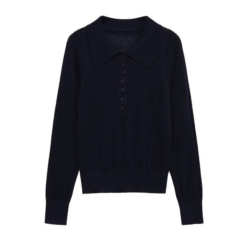 European and American style, new women's fashion, versatile, cross-border export long-sleeve polo collar knitwear