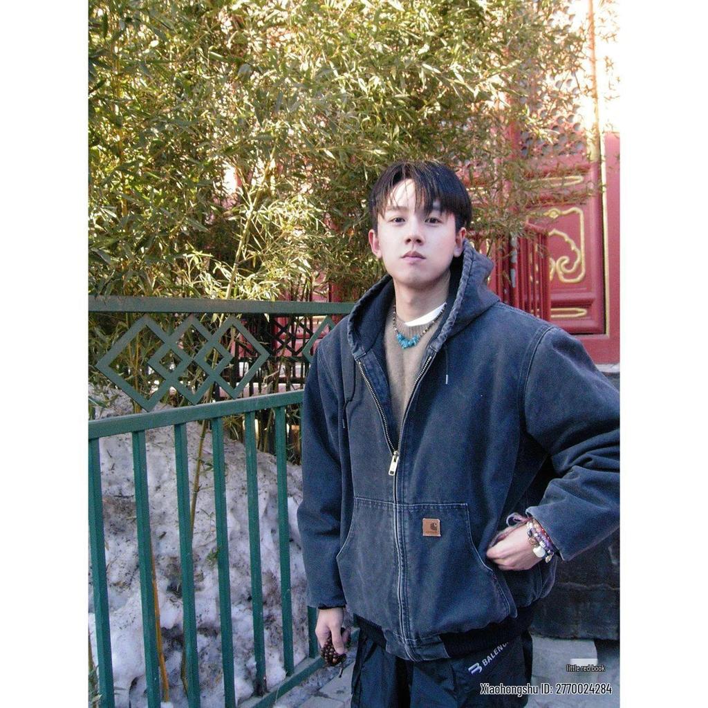 J25 Těžká praná J130 S kapucí Opotřebovaná Vintage bunda na auto