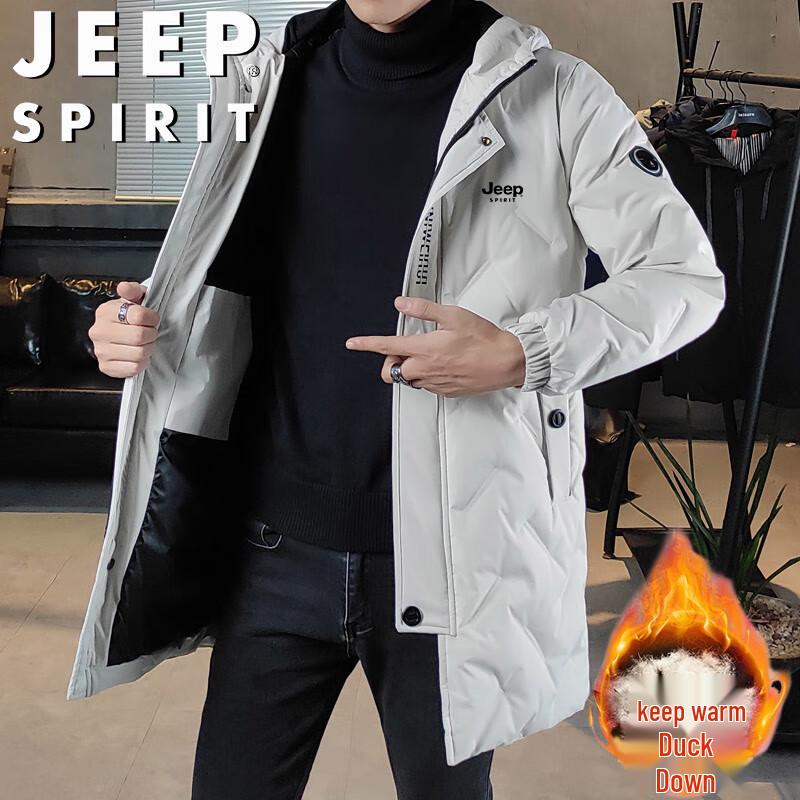 JEEP SPIRIT Men's Mid-Length Hooded Down Jacket