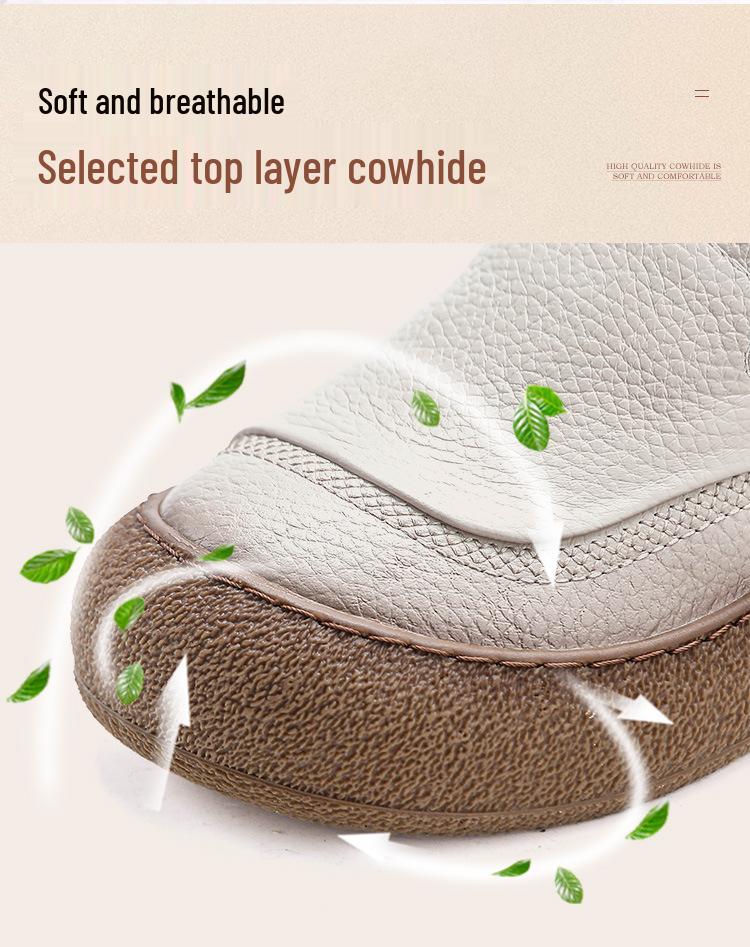 Dámské retro boty z hovězí kůže s kulatou špičkou a měkkou podrážkou - Všestranný styl pro jaro 2025