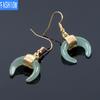 Národní větrná trubka zakřivený měsíc půlměsíc Půlměsíc přírodní křišťálové šperky imitace vinuté zlaté náušnice s rybičkou