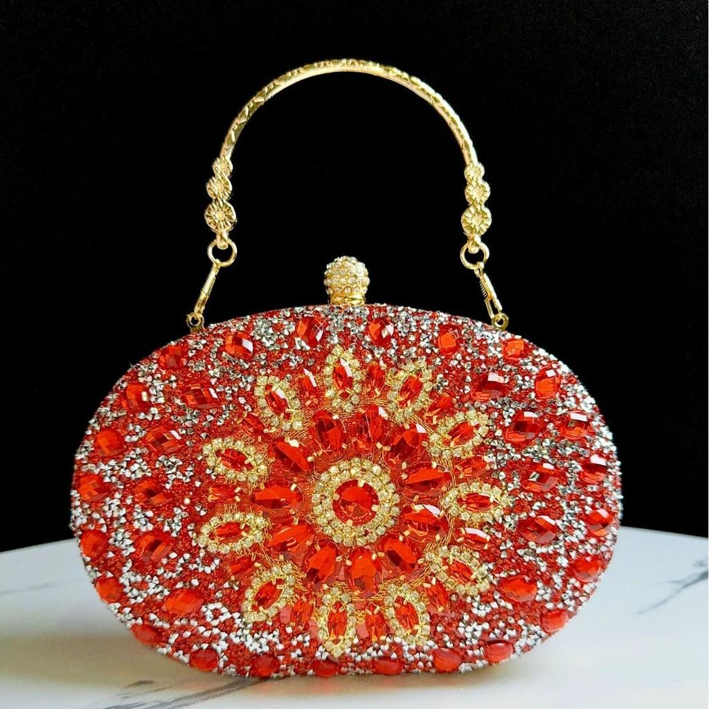 Pochette a Conchiglia con Strass Scintillanti e Catena per Eventi Serale