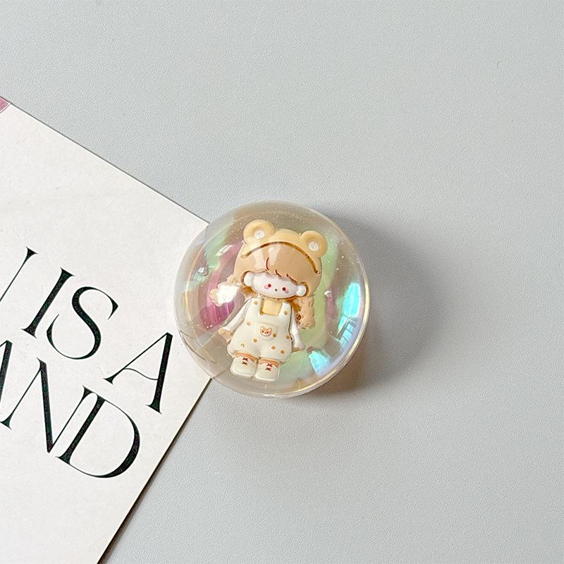 Wind Girl Heart Dream Bear Transparent Airbag Mobile Phone Holder Paste Desktop Watching Drama Support