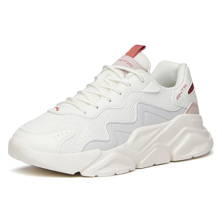 Anta Cushioning Slip Resistant Abrasion Resistant Low top Sports Casual Shoes Women's White Gray 922048820-8
