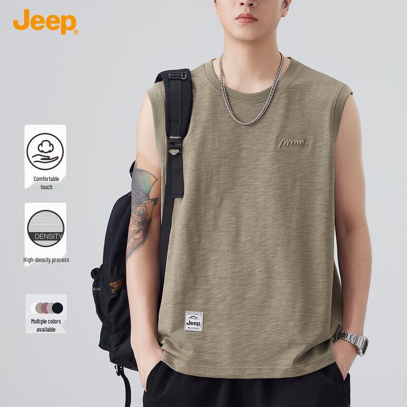 Jeep Men's Pure Cotton Sleeveless Round Neck Vest