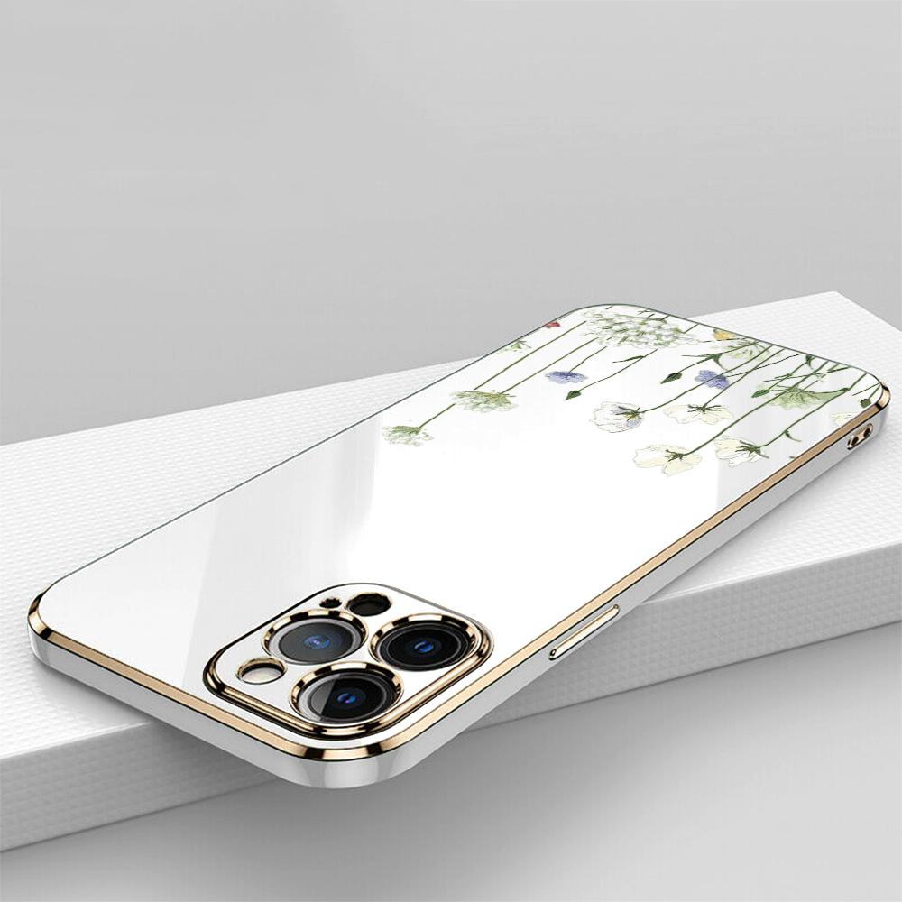 N93 Peony Plating Edge Soft TPU Phone Cases for Samsung A54 A13 A14 S24 Plus S23 Ultra S20 S21 FE A55 A05 A52s Shockproof Cover