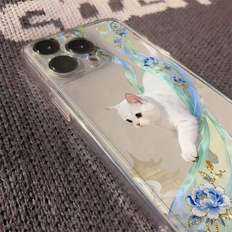 Dunhuang Flying Cat iPhone Case: Compatible with iPhone 13, 14, 15 Pro & 16 Pro Max. Simple, Full Coverage & Drop-Proof.