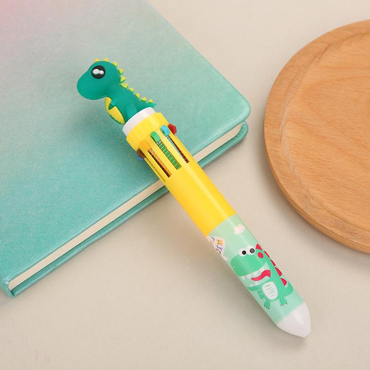 

10 цветов в 1 печатной гелевой ручке с рисунком, красочные шариковые ручки 0,5 мм для студенческих канцелярских принадлежностей