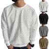Men S Long Sleeve Crew Neck Checkerboard Jacquard Knit Sweater Casual Top