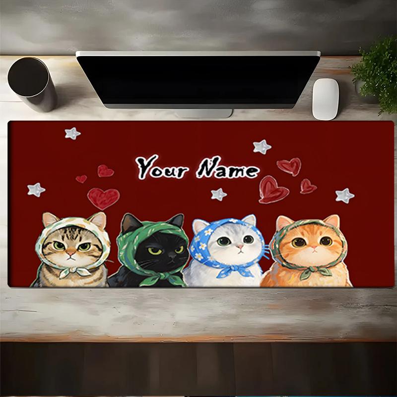 1PC Custom Name Cats Headscarves Celebration Mouse pad, keyboard and mouse desk pad, for computer notebook Birthday Gift For Any Room Or Office