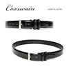 [COXSWAIN] Men's Leather Belt, Black, High-Quality Material, Stunningly Glossy Black, 33mm Width, Adjustable Length, Made in Japan CW20201-19