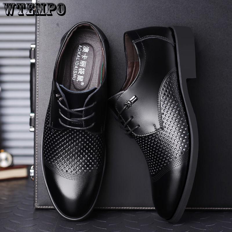WTEMPO Casual Shoes Men Genuine Leather Lace Up Oxford Wingtip Formal Shoes WTEMPO Casual Shoes Men Genuine Leather Lace Up Oxford Wingtip Formal Shoes